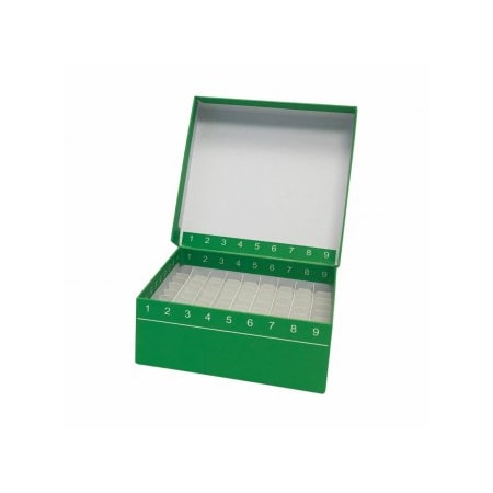 Mtc Bio FlipTop Freezer Box, for 81 Tubes, Green, 5/PK 249422G